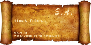 Simek Ambrus névjegykártya